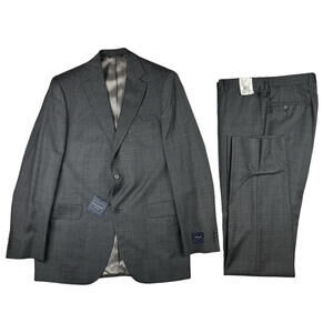 Jack Victor Verona CT Modern Fit Wool 2-Piece Suit Grey Check Size US 40 L | 34